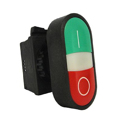 Botoeira dupla verde/vermelho — liga/desliga